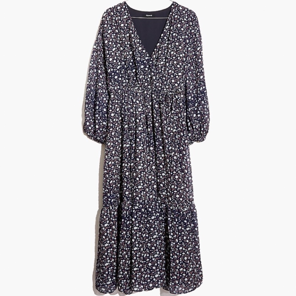 Madewell Tie-Waist Midi Dress in Harvest Vine size XS